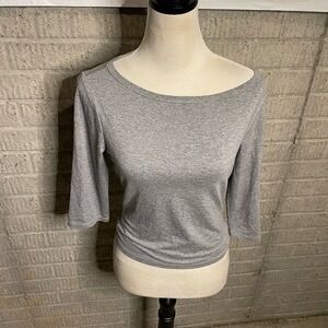Harlow Gray Scoopneck Crew Neck‎ 3/4 Sleeve Tee Casual Top Size Small